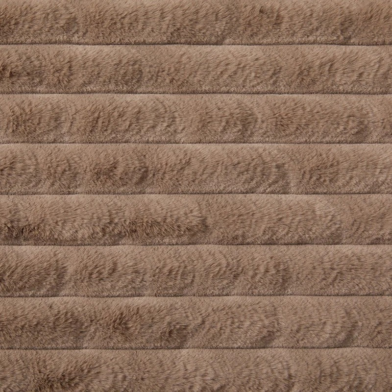Rectangular dog bed in taupe with a wide ribbed rim
