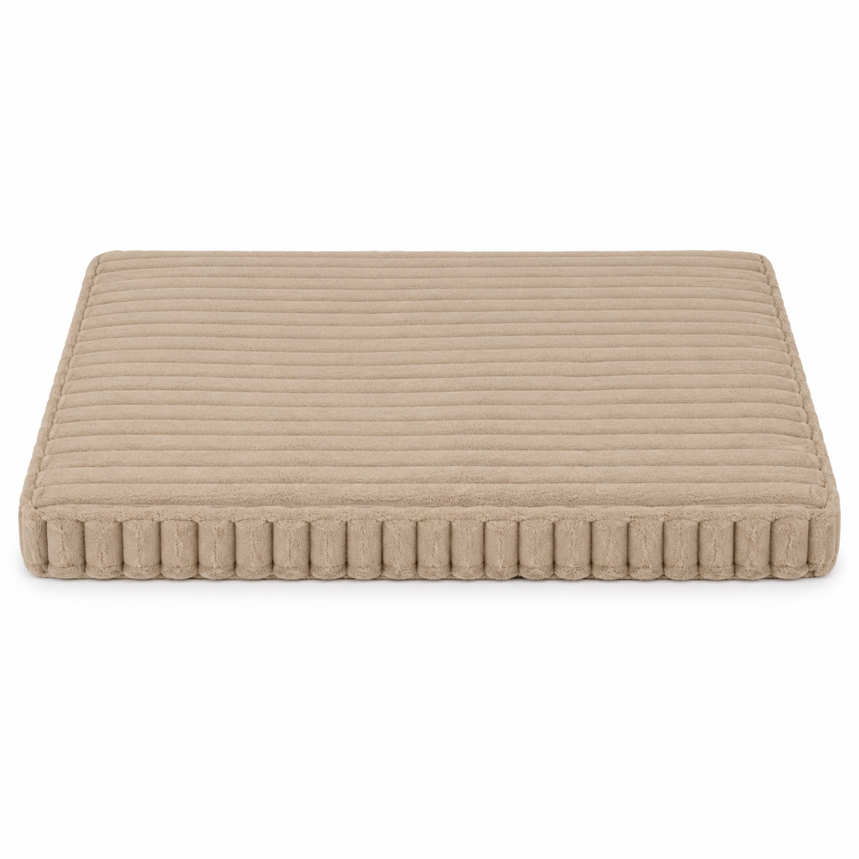 Rectangular dog mattress in beige with a ribbed surface