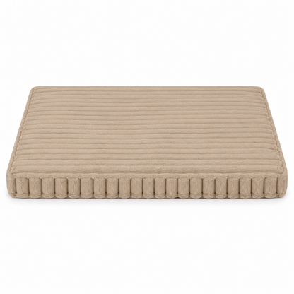 Rectangular dog mattress in beige with a ribbed surface