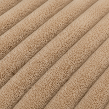 Rectangular dog mattress in beige with a ribbed surface