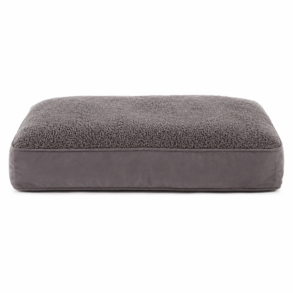 Rectangular dog cushion in grey with a textured top surface