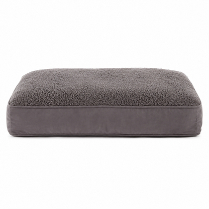 Rectangular dog cushion in grey with a textured top surface