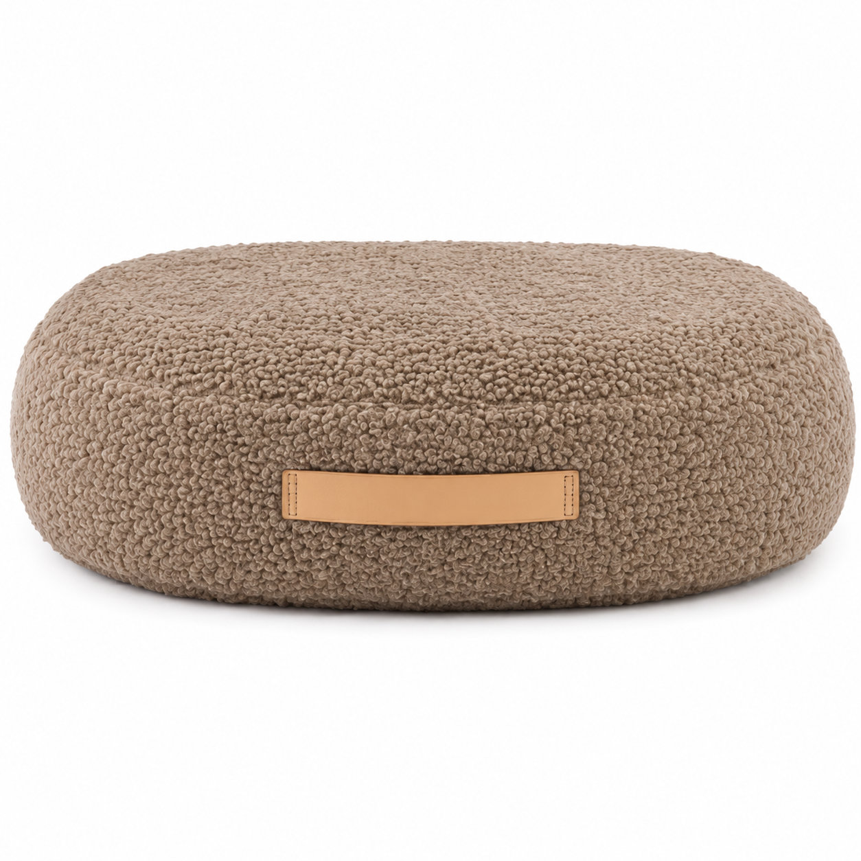 Round donut dog bed in taupe