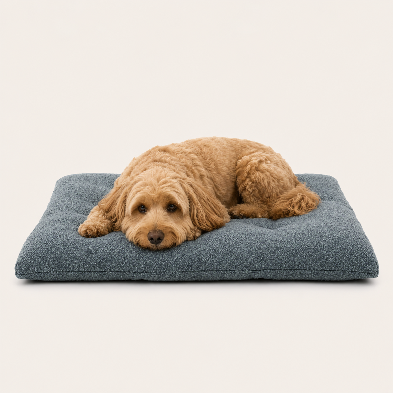 Rectangular dog floor cushion in blue-grey