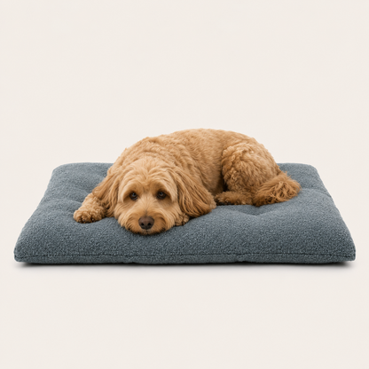Rectangular dog floor cushion in blue-grey