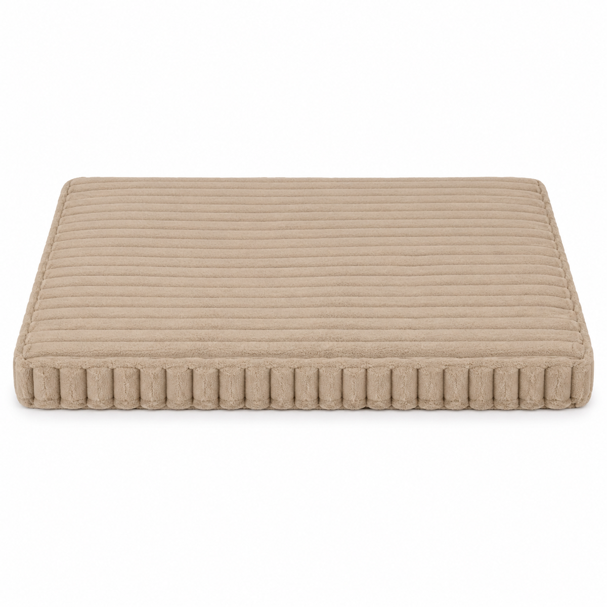 Rectangular dog mattress in beige with a ribbed surface