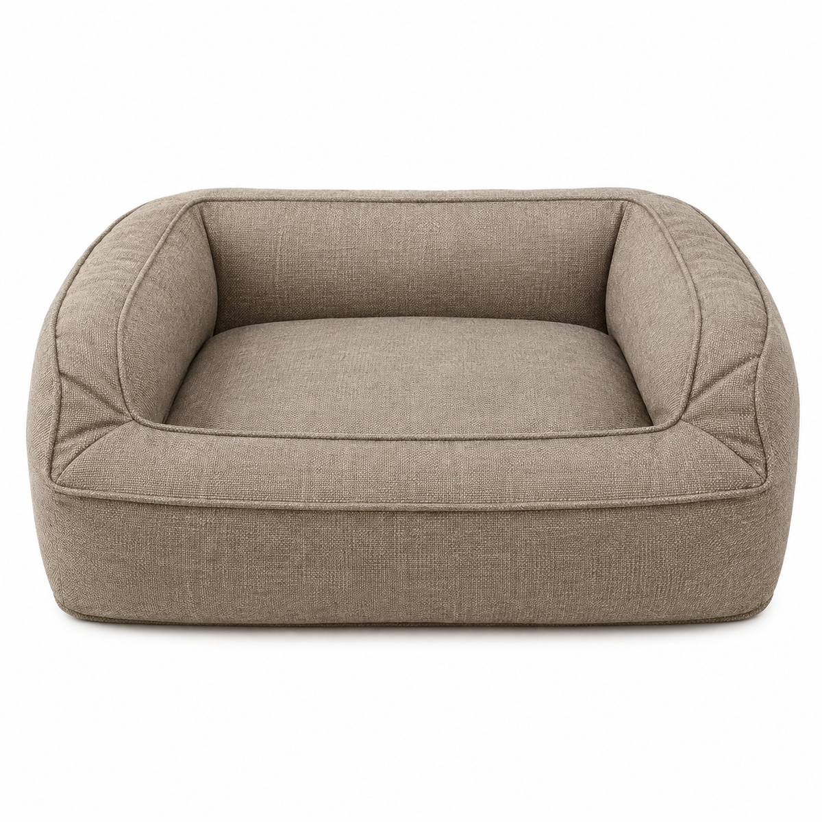 Rectangular dog sofa in beige with upright sides
