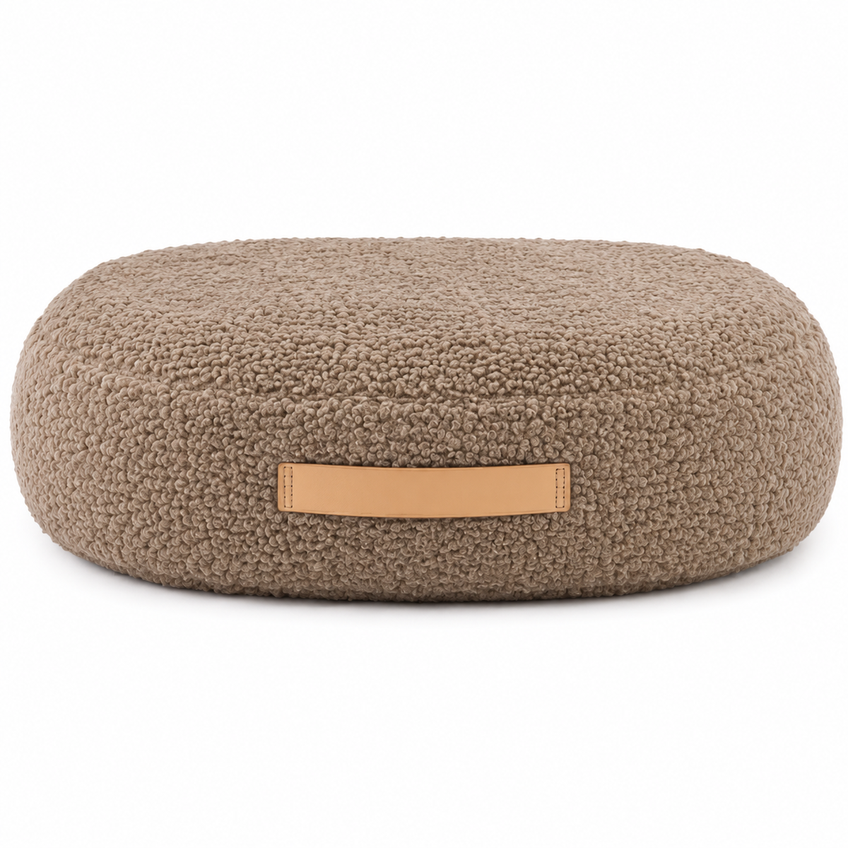 Round donut dog bed in taupe