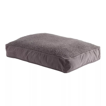 Rectangular dog cushion in grey with a textured top surface
