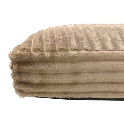 Rectangular ribbed dog mattress in beige