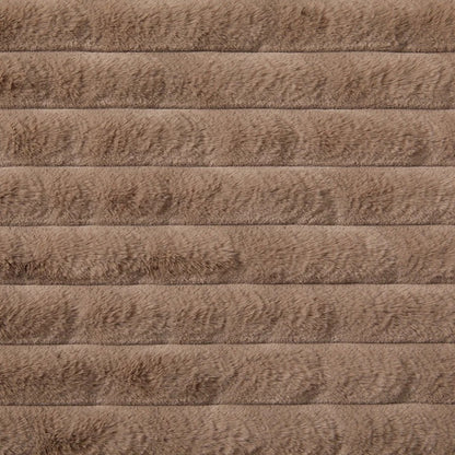 Rectangular dog bed in taupe with a wide ribbed rim
