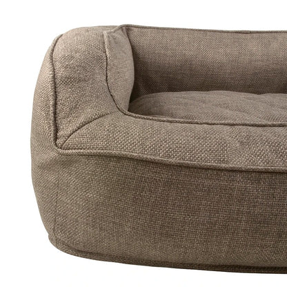 Rectangular dog sofa in beige with upright sides